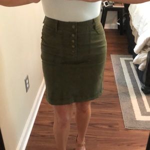 Army green button up skirt